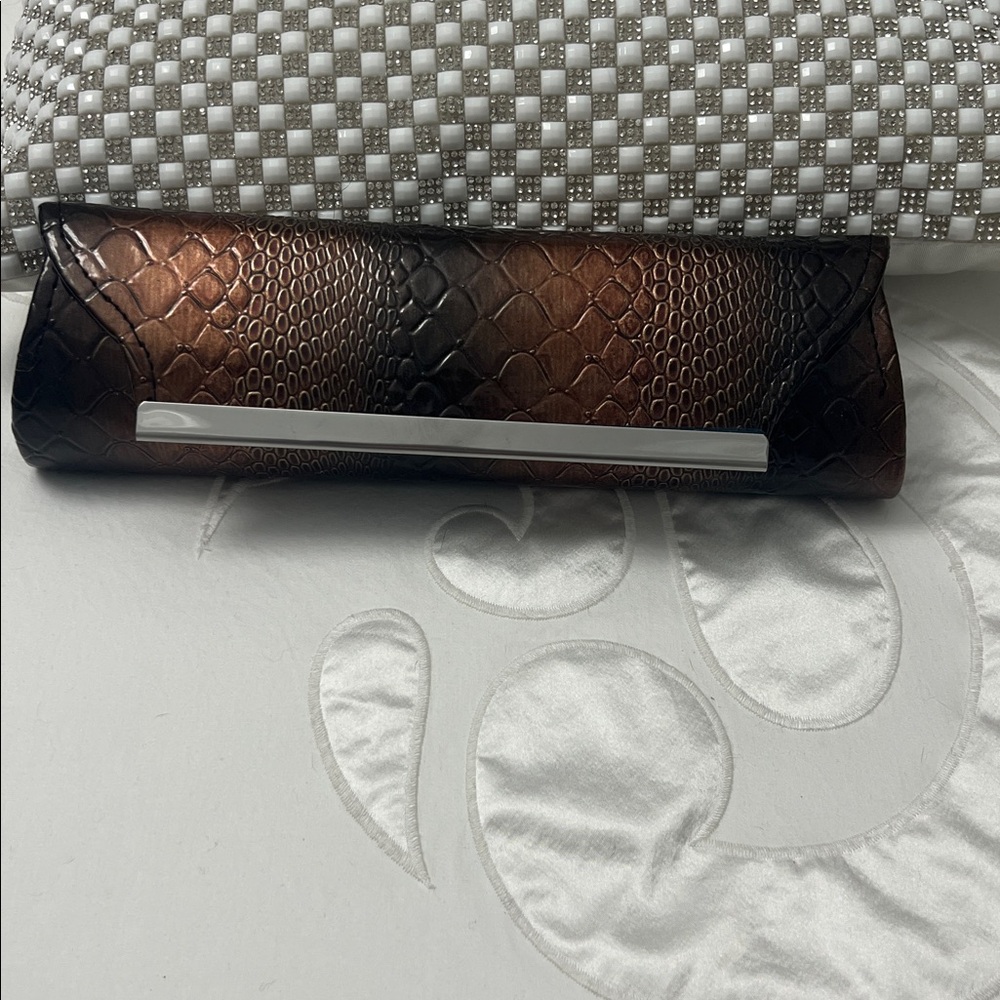 Brown Snakeskin Clutch NEVER USED